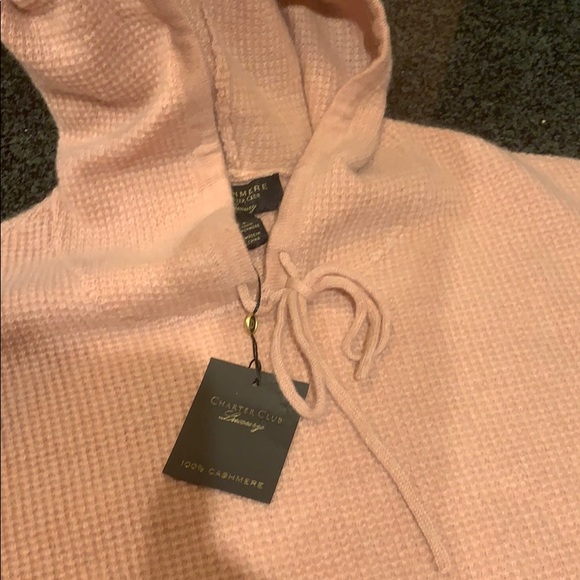 Sweaters - Charter club pure cashmere hoodie sweater in pink;